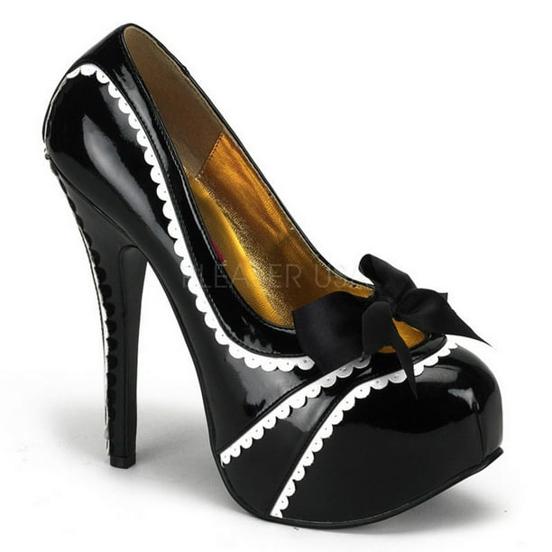 Bordello Teeze 20 Ladies Black Concealed Shoes Platform Heel Pump